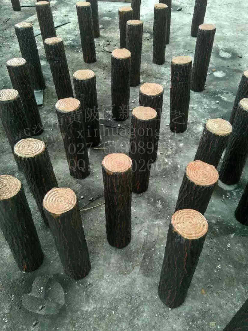 混凝土树桩 树皮桩 5连排树木桩模具 仿树皮护栏模具 仿木河堤护栏