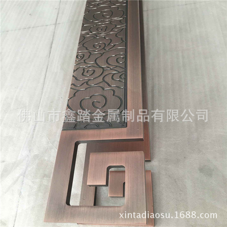 佛山高档酒店红古铜铝板雕刻拉手生产厂家示例图5