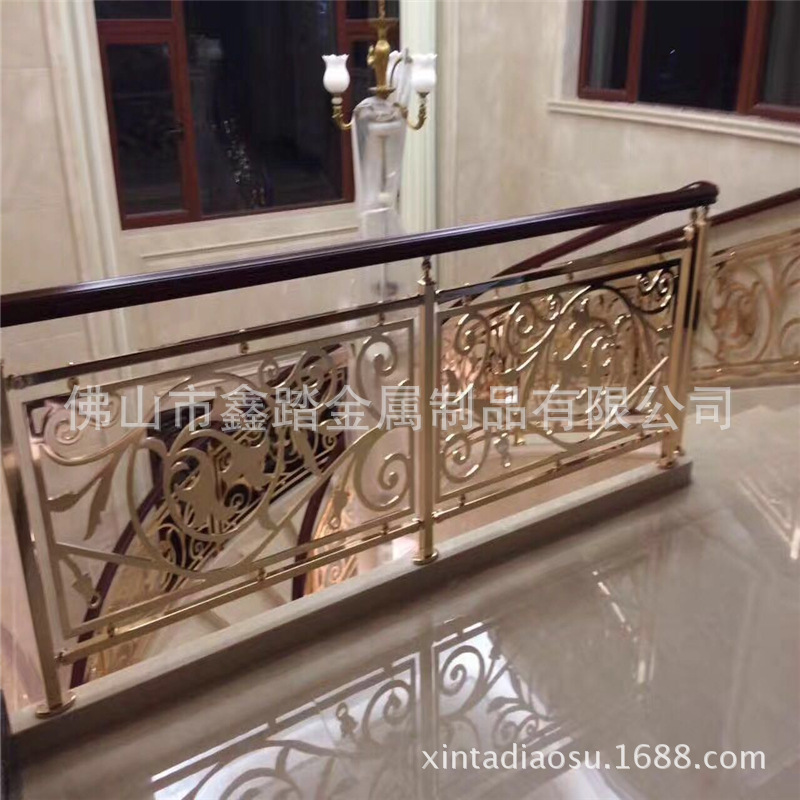 红古铜铝板雕刻楼梯护栏厂家 酒店装饰专用护栏示例图12