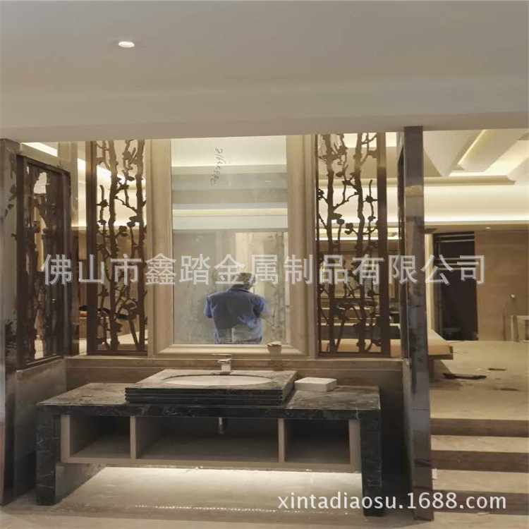 天津酒店装饰仿铜不锈钢花格厂家示例图11