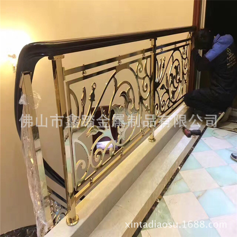 红古铜铝板雕刻楼梯护栏厂家 酒店装饰专用护栏示例图15