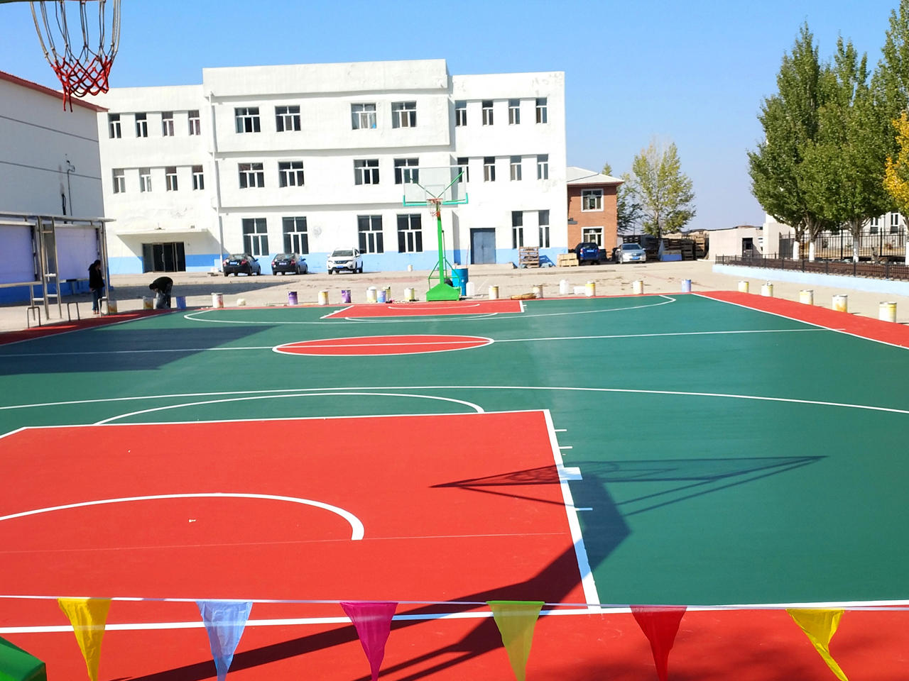 篮球场地胶 硅pu  酸运动场地材料  运动塑胶场地示例图9