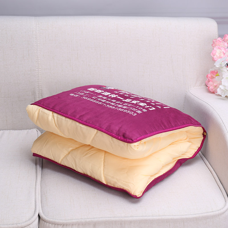 可来图印广告语两用短毛绒抱枕被靠垫被企业LOGO刺绣礼品抱枕定制示例图7