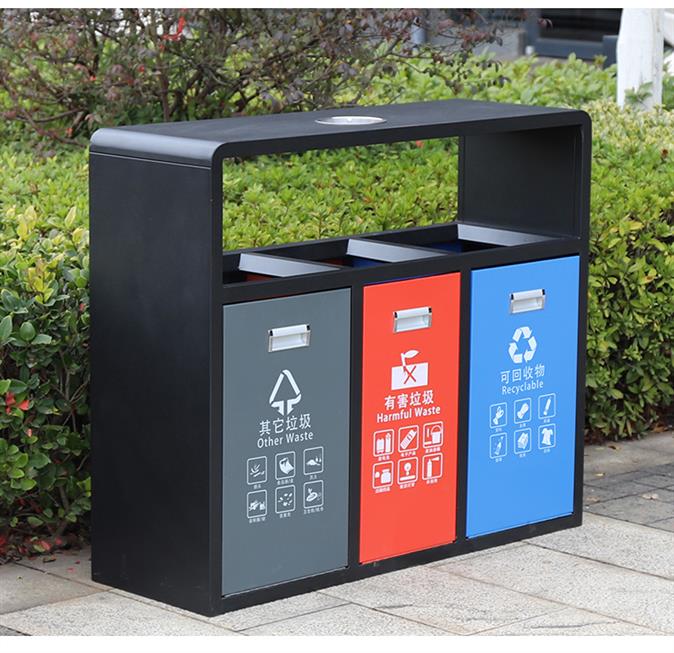 合肥金属金属分类垃圾桶定制,四分类室外垃圾箱