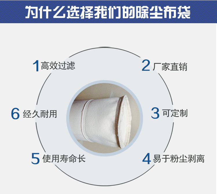 供应除尘布袋 覆膜针刺毡布袋 批发碳素厂常温涤纶布袋示例图5