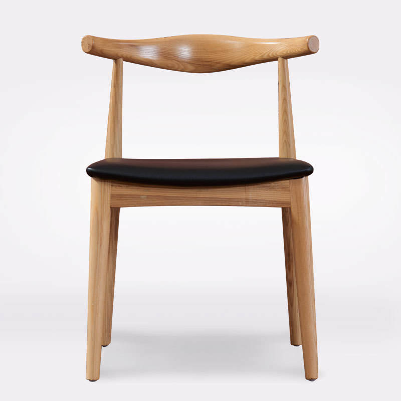 北欧实木靠背牛角椅子奶茶甜品店桌椅咖啡厅西餐厅桌椅橡木牛角椅示例图6