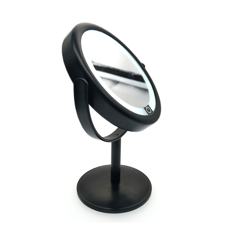 LED化妆镜带灯泡单面台式USB充电补光镜便携led化妆小镜子定制示例图1