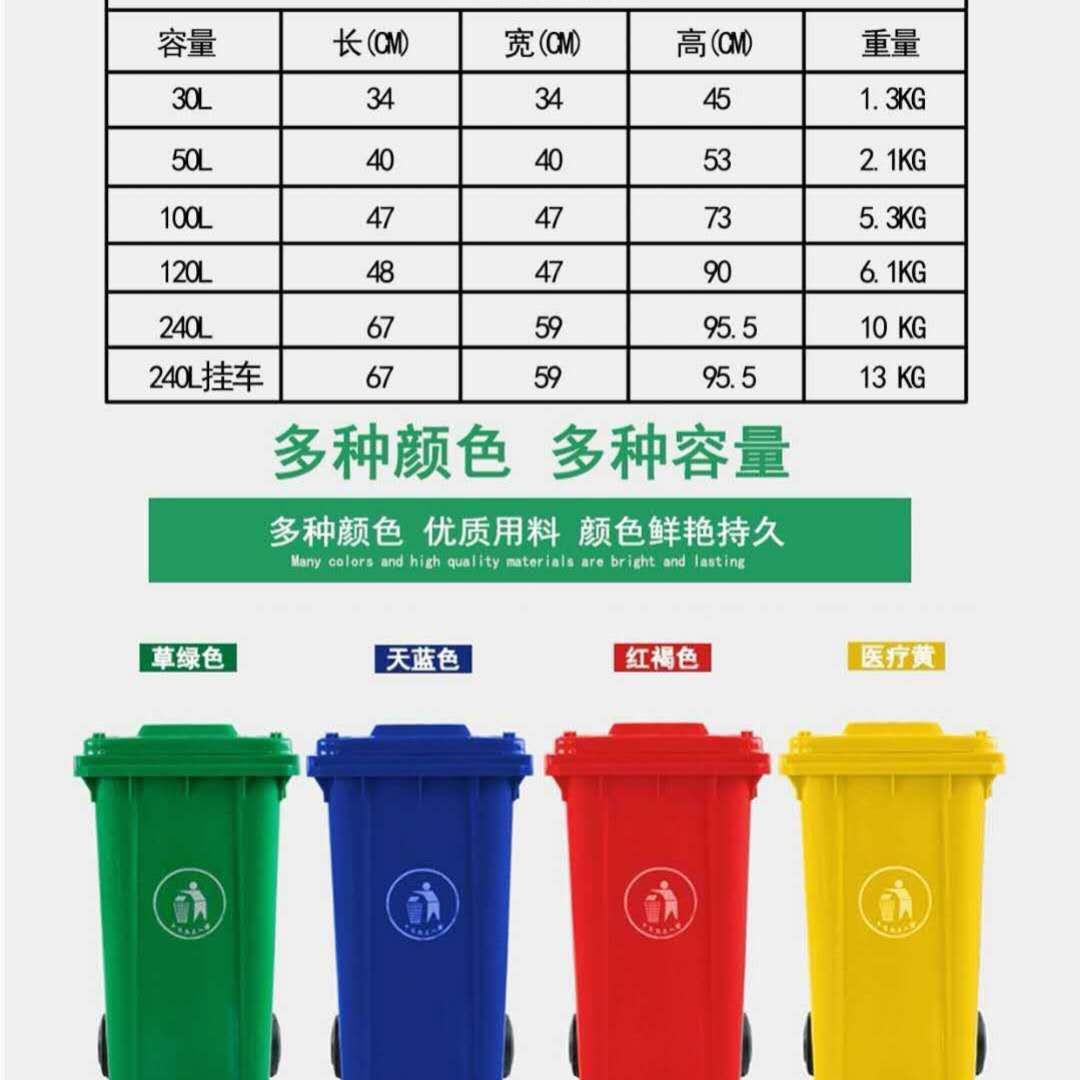 户外塑料垃圾桶100升小区室外塑料垃圾桶 街道环卫垃圾桶河南厂家示例图3