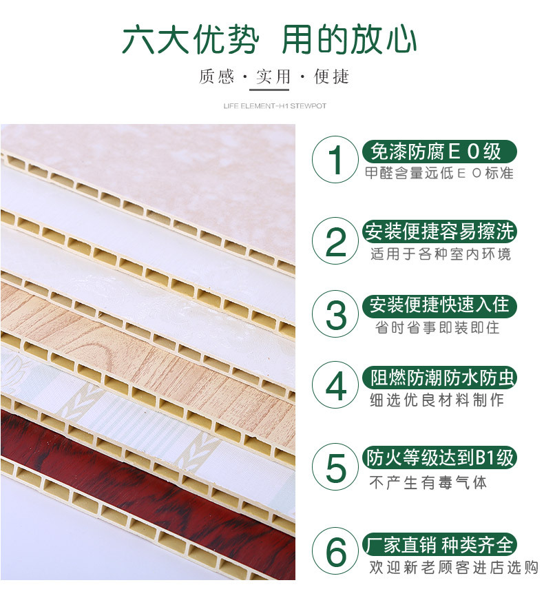 厂家直销竹木纤维板集成墙板pvc整装快装墙板生态木扣板400护墙板示例图4
