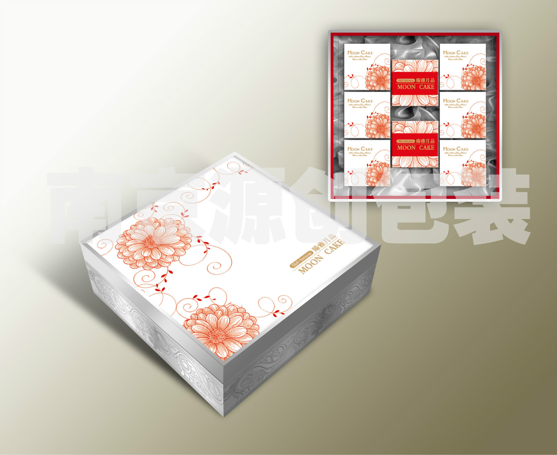 花前月下（天地盖）包装盒 月饼包装盒 食品包装盒 南京月饼包装示例图2
