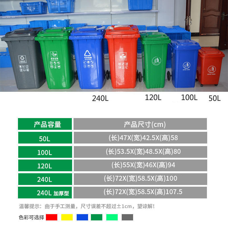 河南塑料分类垃圾桶 240升加厚型塑料分类垃圾桶 大号环保塑料垃圾桶生产厂家示例图11