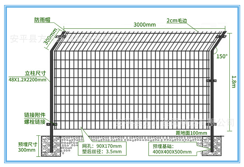 安平方川生产工地护栏网  框架围栏网  公路护栏网  价格实惠  质量有保障示例图6