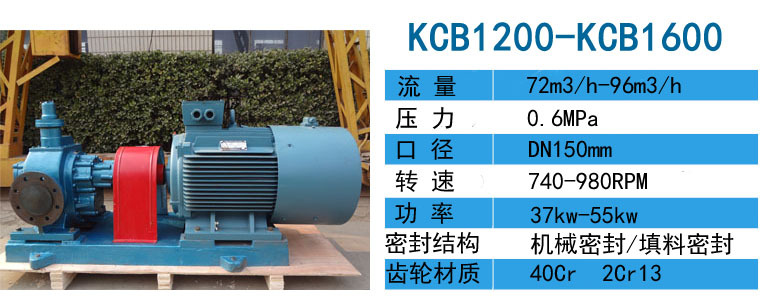 油脂输送泵KCB5400齿轮泵配160kw电机口径250示例图6