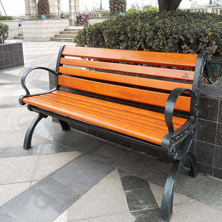 漯河 户外休闲园林椅铸铁长条排椅木座椅广场椅长条凳子公园椅示例图7