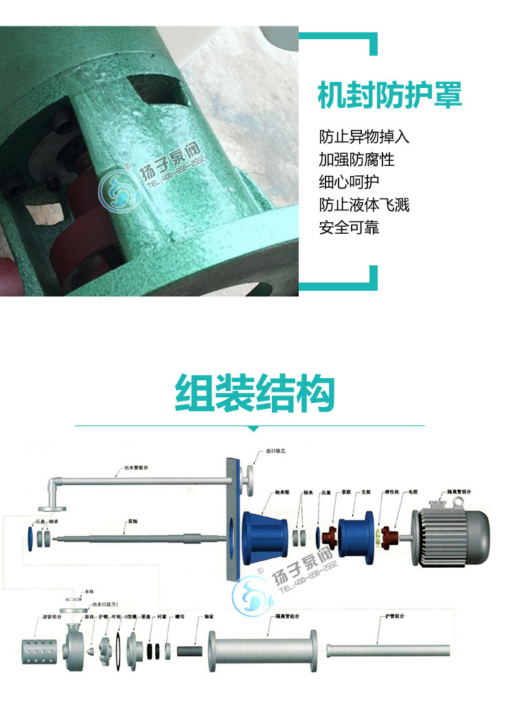 40FYH-20污水泵抗酸耐碱液下泵立式泵节能环保耐腐蚀塑料水泵示例图8
