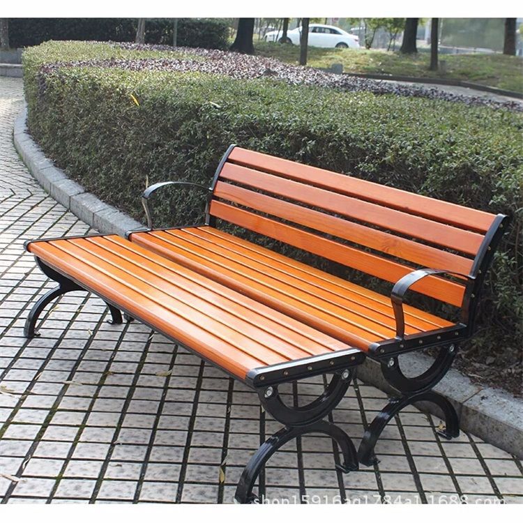 现货供应定制北京户外铸铁欧式公园椅防腐木塑木园林椅休闲椅示例图9