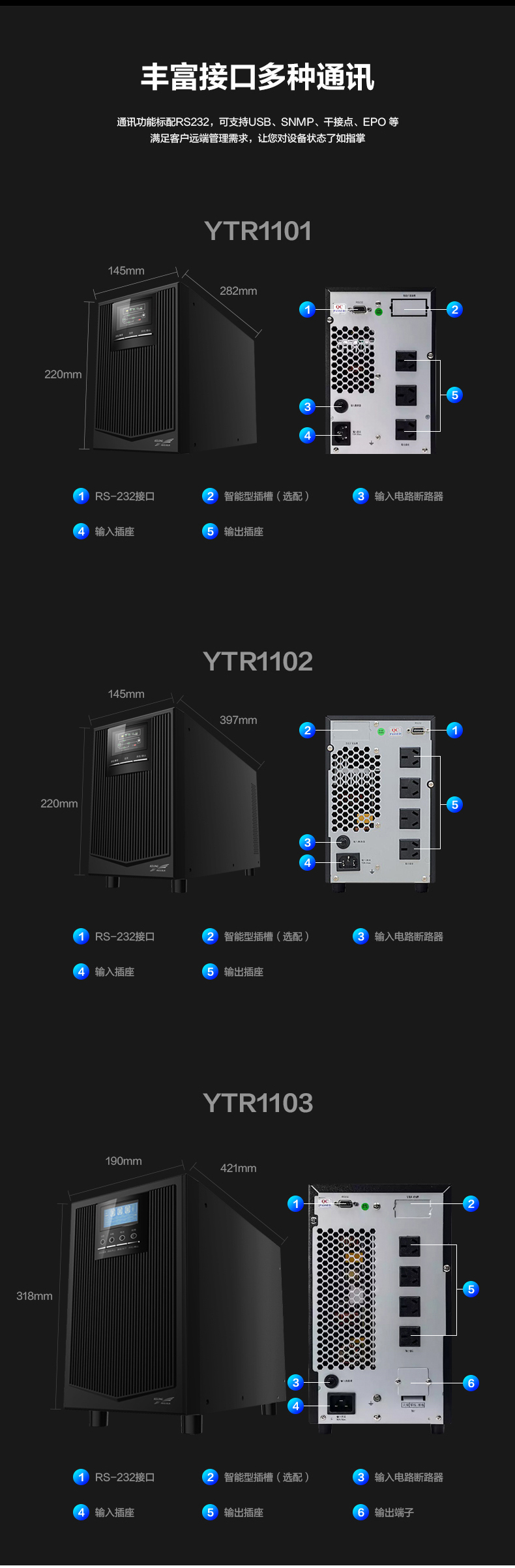 汉中 科华UPS电源 YTR1110 UPS 10KVA/8KW 应急电源示例图13