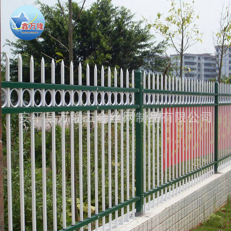 三横栏锌钢护栏 方钢围墙铁艺围栏 锌钢栅栏 围墙护栏示例图9