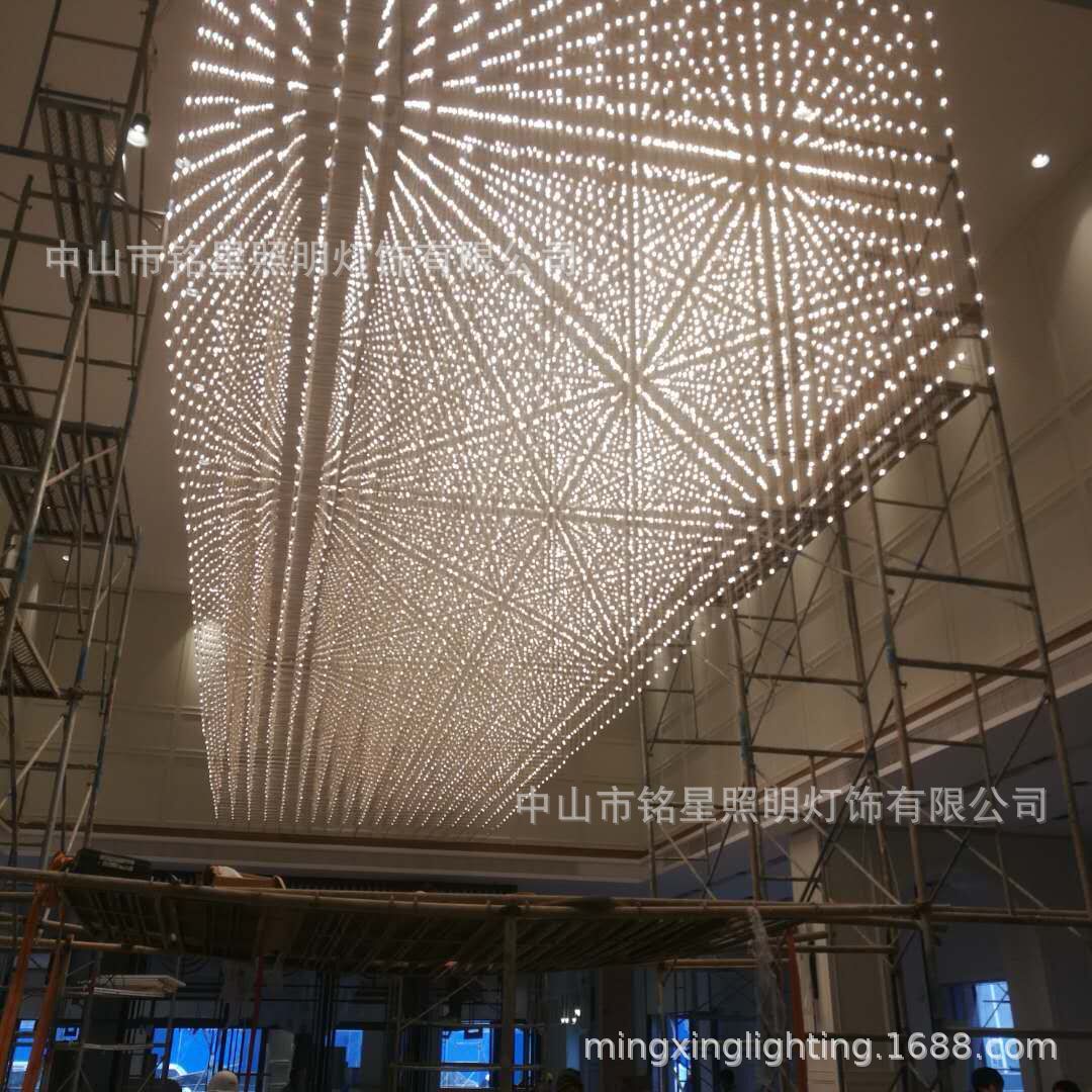 专业酒店大堂大型光立方吊灯厂家定制售楼部展厅LED光立方体灯具示例图3