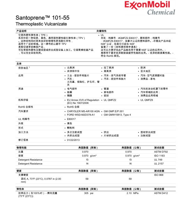 Santoprene 黑色TPV原厂原包 101-55 现货供应示例图1