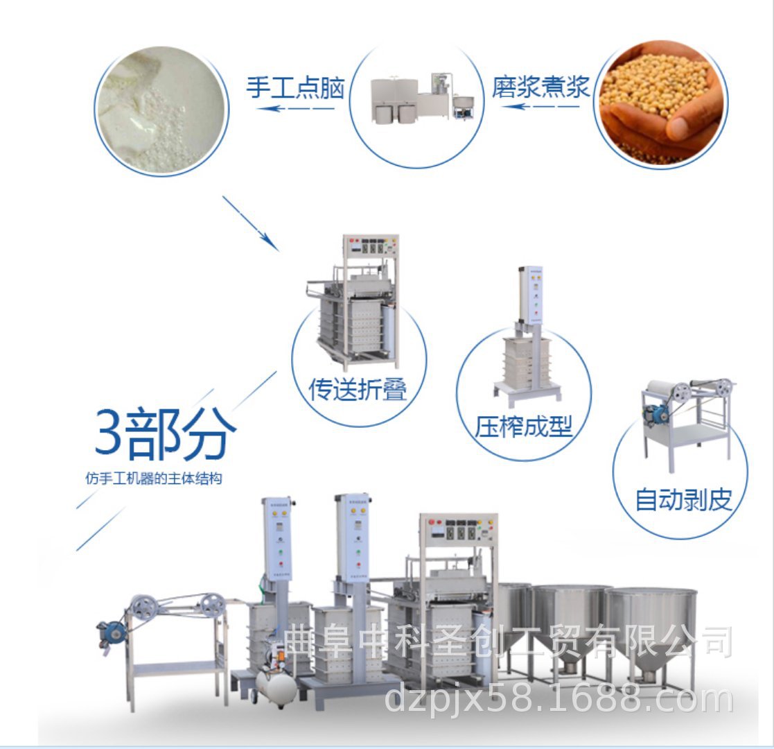 工厂直供仿手工豆腐皮机 全自动仿手工豆腐皮机生产线包教技术示例图13