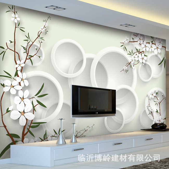 欧式中式客厅卧室电视背景墙简欧环保3D打印竹木纤维墙板背景墙示例图9