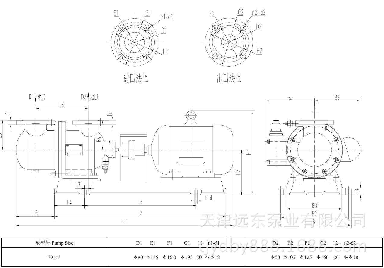 天津远东 3GR70<i></i>X3W21三螺杆泵 重油输送泵 效率高厂家直销示例图7