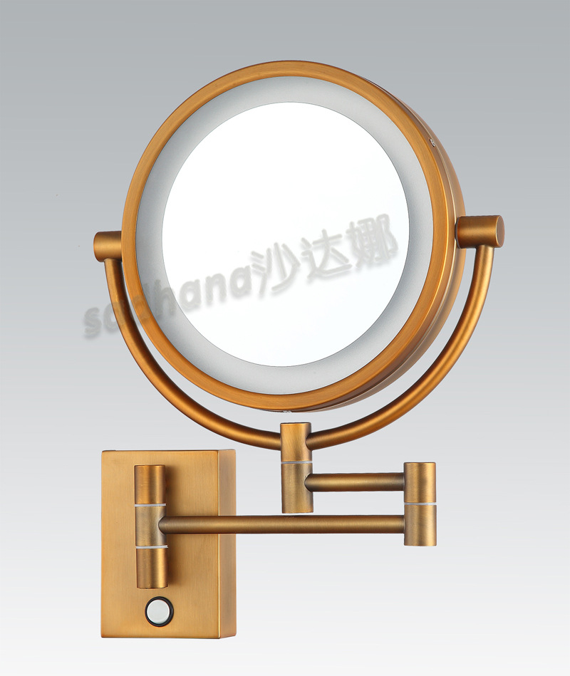 led化妆镜子 带灯卫生间浴室镜子折叠美容放大金属镜 酒店工程镜示例图9