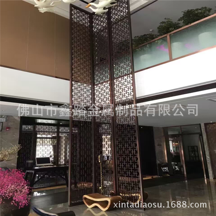 天津酒店装饰仿铜不锈钢花格厂家示例图12