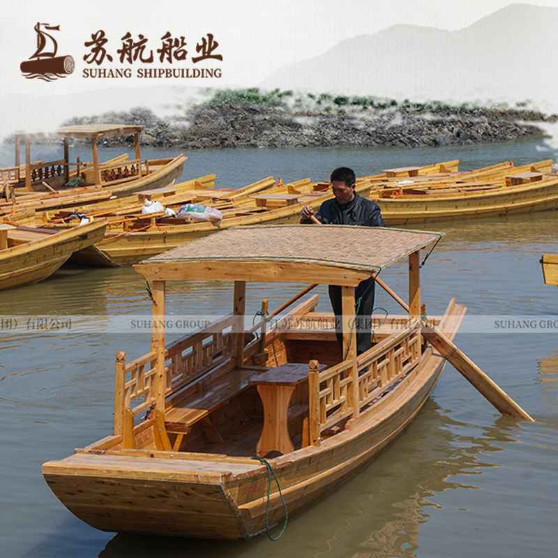 江苏厂家摇橹船 木质观光船 小型游船制作