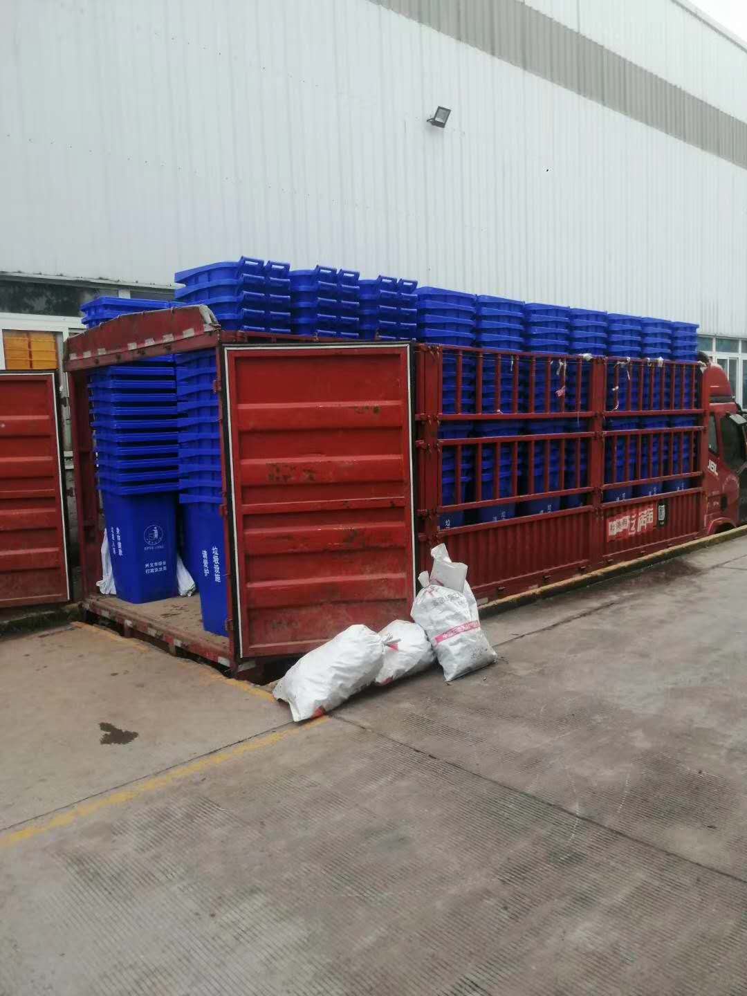 修文县四色分类挂车垃圾桶 户外环卫120L新农村新标塑料垃圾桶