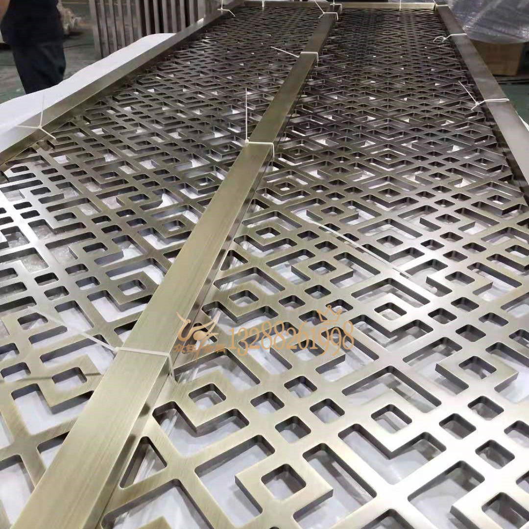 众钰 5mm厚发黑青古铜铝板雕刻镂空屏风专业生产厂家 酒店专用屏风