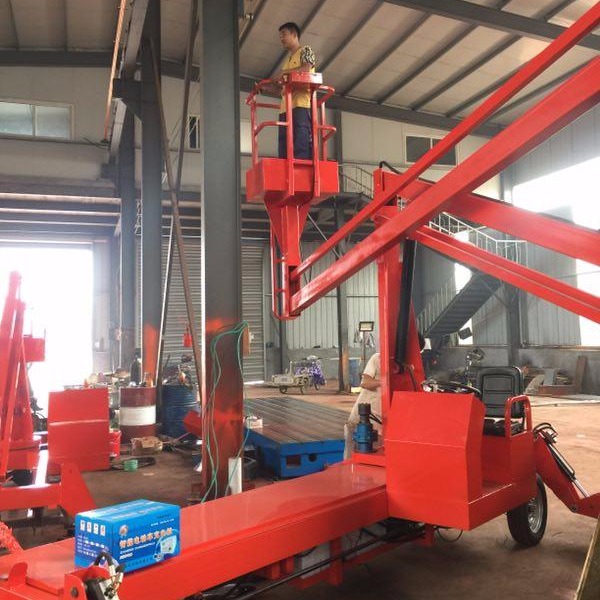 维修路灯升降机 启运机械专注12米曲臂式平台 高空作业机械泰安市厂家