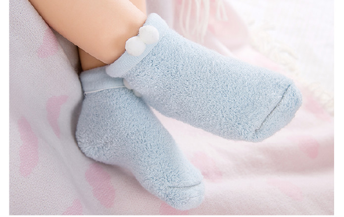 佩爱 冬季加厚新生儿袜子 初生婴儿0-3-12个月棉袜宝宝保暖松口袜示例图6
