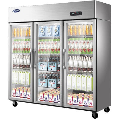 银都展示柜商用三门点菜柜蔬菜水果保鲜陈列柜冷藏柜立式饮料冰柜