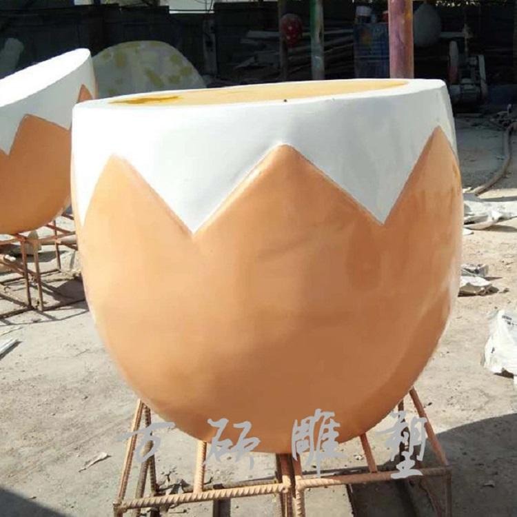 万硕 玻璃钢创意鸡蛋座椅 卡通彩蛋蛋壳恐龙蛋雕塑购物商场装饰摆件