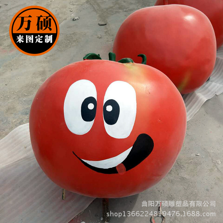 特价卡通西红柿玻璃钢雕塑 彩绘番茄动漫人雕塑 瓜果蔬菜主题雕塑示例图2