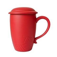 红素马克杯带过滤网定制logo实用礼品 100件起订不单独零售