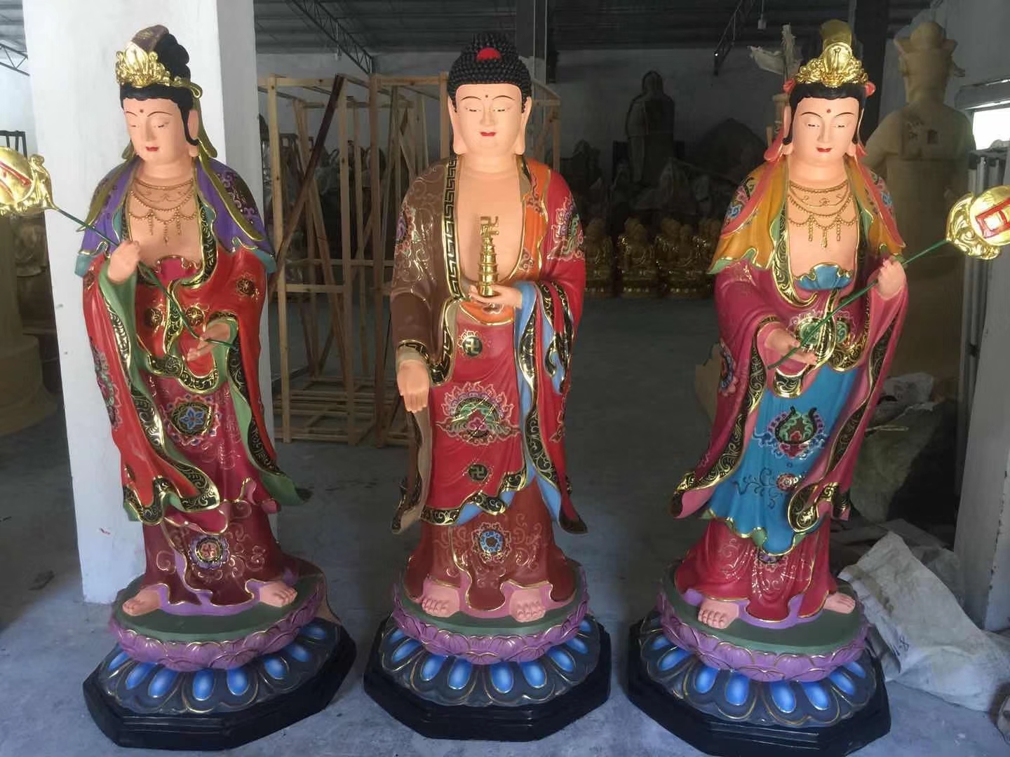 佛像 本厂专业铸造精品树脂西方三圣菩萨 坐莲花西方三圣佛像 木雕西方三圣菩萨