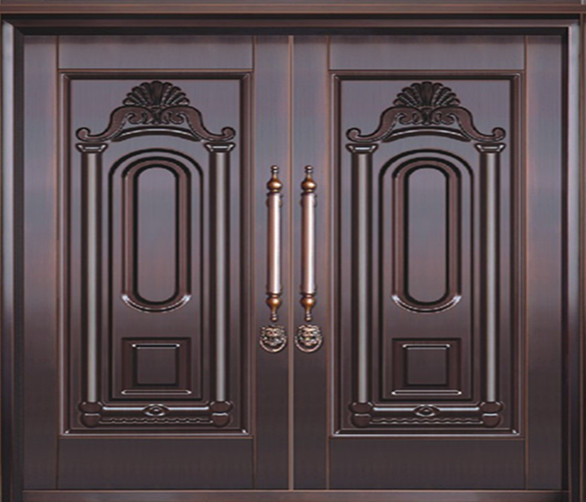 定制 加厚不锈钢镀铜仿铜门 进户防盗门 可以做子母门，小四开门图片