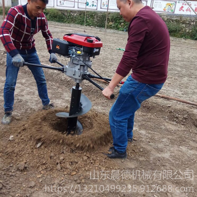 晨德 施肥打坑机 多功能汽油挖坑机 春季植树移动式带轮挖坑机