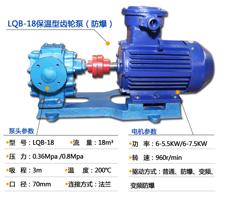 LQB18沥青保温泵 铸铁电动大流量齿轮泵 沥青夹层保温齿轮油泵示例图4