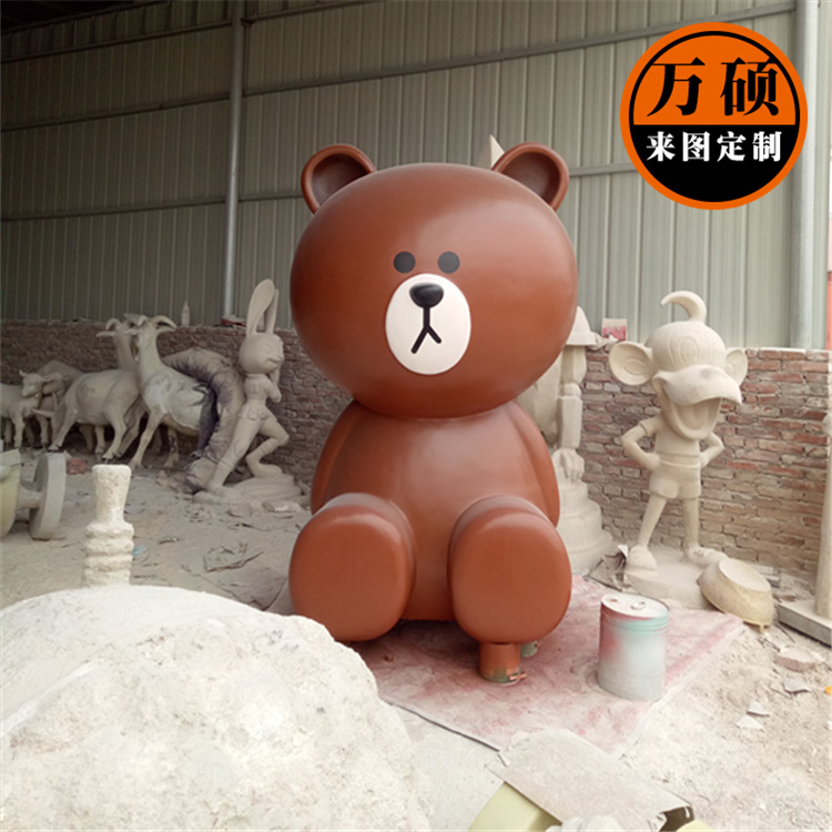 玻璃钢卡通雕塑 布朗熊卡通熊雕塑 商场美陈广场商业街动物雕塑示例图3