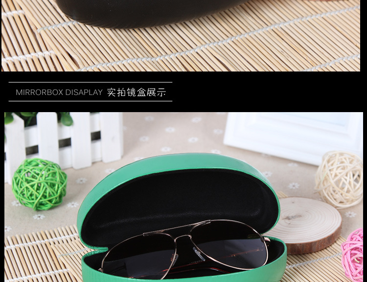 新款光板亮皮多色加厚高端太阳镜眼镜盒 小牛皮橘子瓣眼镜盒批发示例图10
