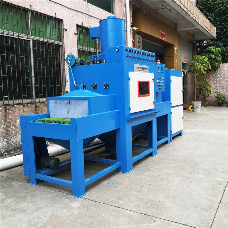浙江温州自动喷砂机 金属铁件输送式自动喷砂设备 自动除锈喷砂机图片