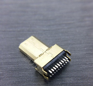 HDMI高清连接器 公头夹板式 D型 微型 19pin 镀金 插板DIP 现货 D/A转换器 二次电源产品 厂家直销