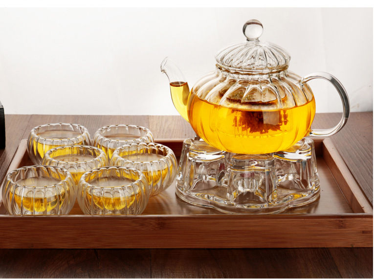 直供耐热高硼硅玻璃花草茶壶南瓜壶 透明过滤内胆条纹泡茶壶