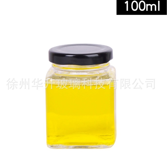 定制方型蜂蜜玻璃瓶 酱菜辣酱瓶 玻璃透明密封罐 带盖厂家直销送贴纸