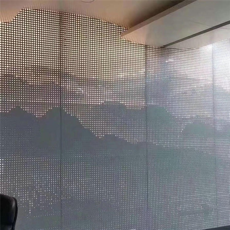 德普龙 艺术展览馆冲孔铝单板渐变海洋图案  大小孔体现铝单板艺术效果   免费打样图案穿孔铝单板