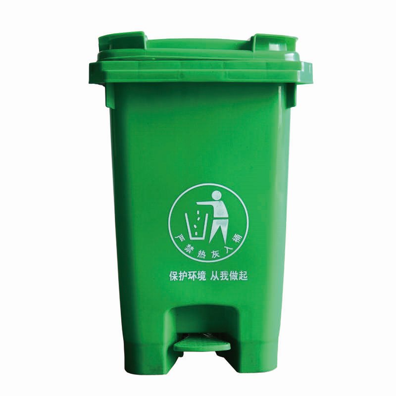 户外脚踏垃圾桶120L50L100L 240L加厚绿色脚踏垃圾桶 可上挂车式户塑料垃圾桶现货图片